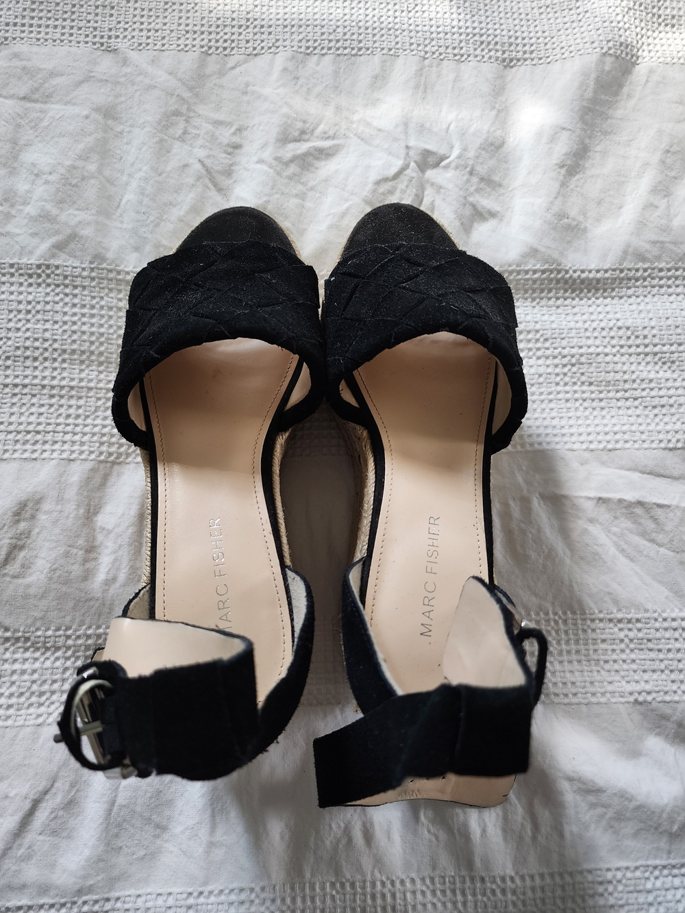 Marc Fisher Black Suede Open-Strap Sandals